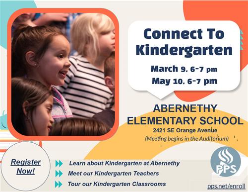 Connect to Kindergarten on March 9th and March 10th 